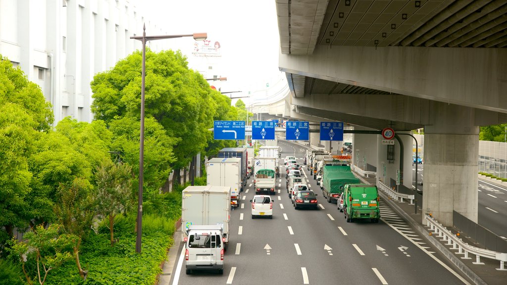 Kobe showing street scenes and a city