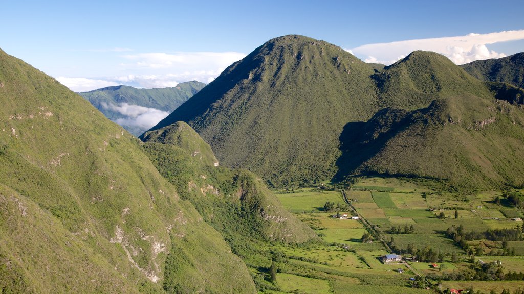 Quito ofreciendo vista panorámica, granja y montañas