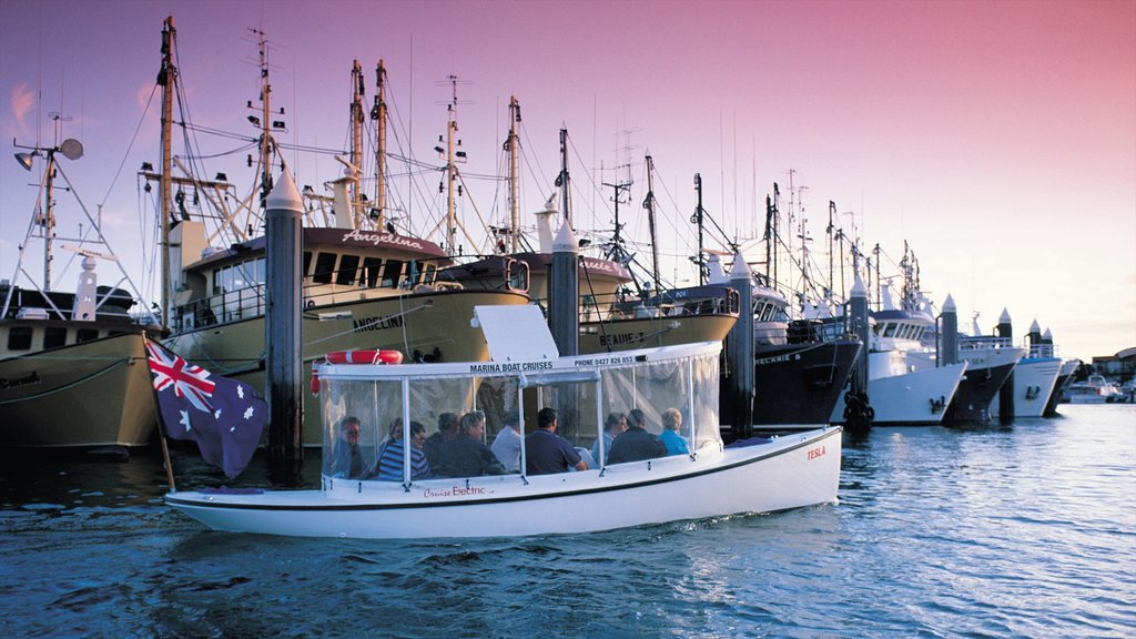 Port Lincoln featuring a sunset, boating and a marina