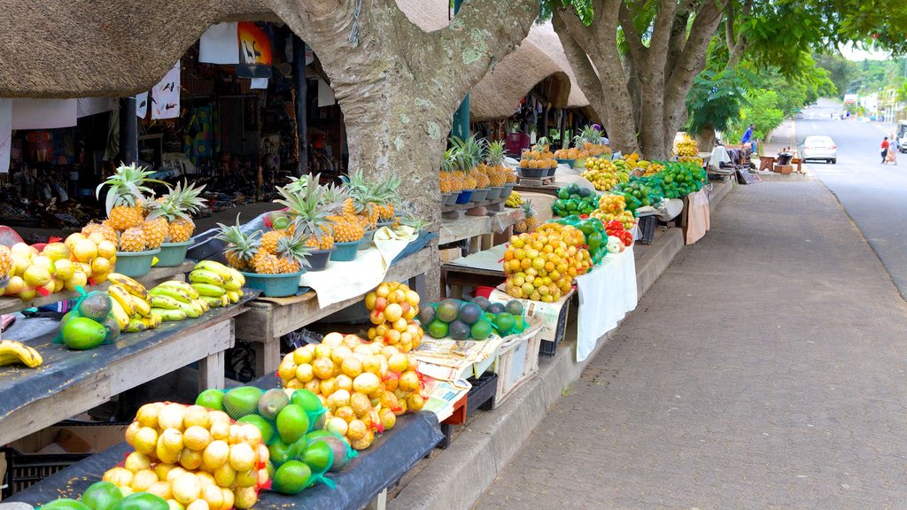 St. Lucia mostrando mercados, imágenes de calles y comida