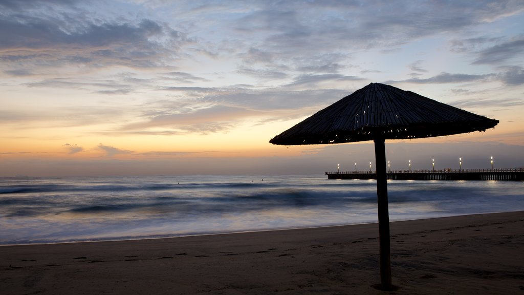 North Beach showing a sandy beach and a sunset