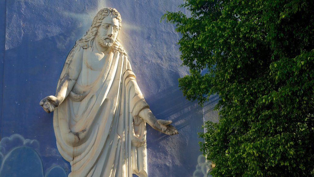 Catedral de São João Batista que inclui uma cidade, uma estátua ou escultura e elementos religiosos