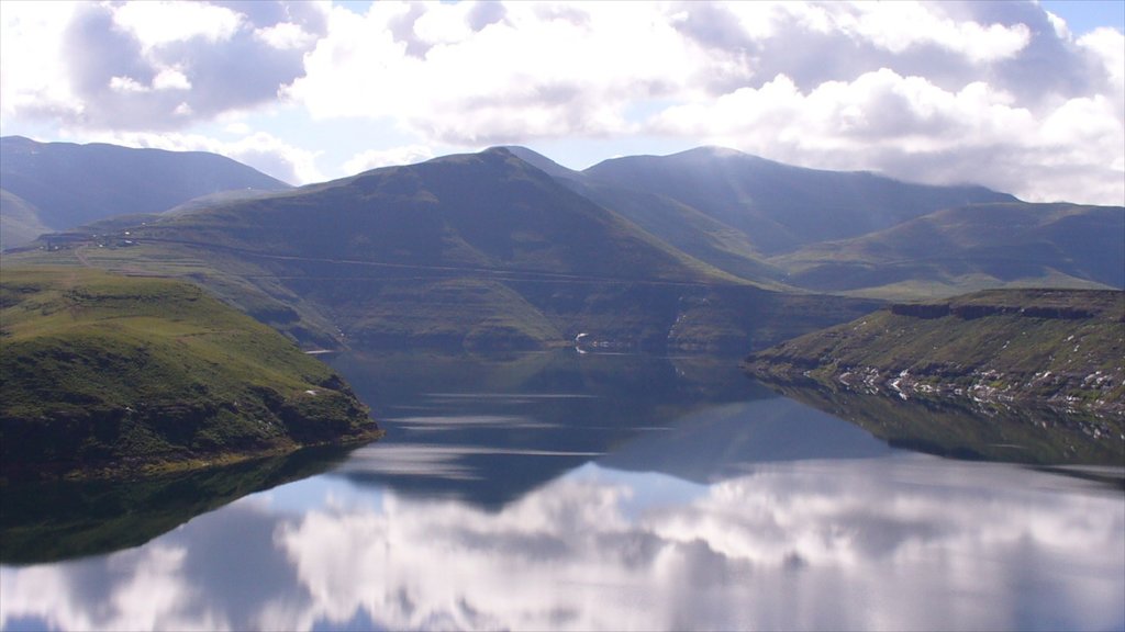 Lesotho showing landscape views and a lake or waterhole