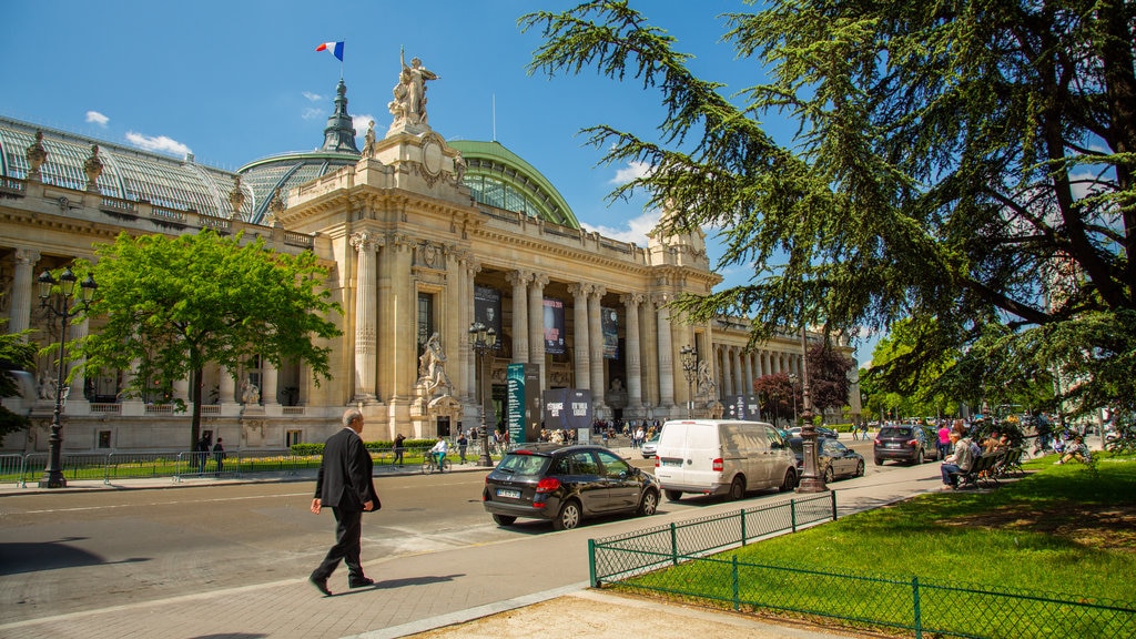 Grand Palais featuring street scenes and heritage architecture