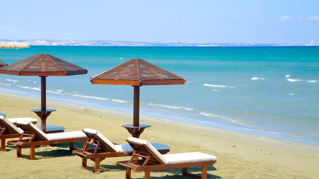 Finikoudes Beach which includes a sandy beach and general coastal views