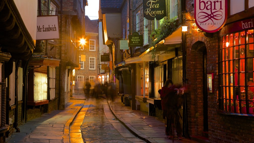 Shambles which includes street scenes and heritage architecture