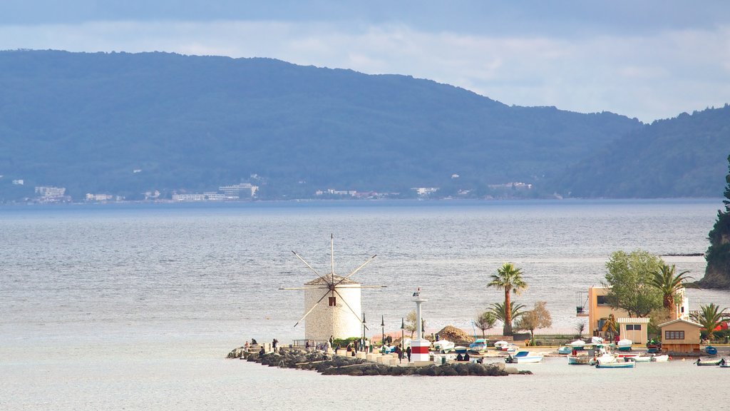 Corfu Town showing a windmill and a bay or harbour