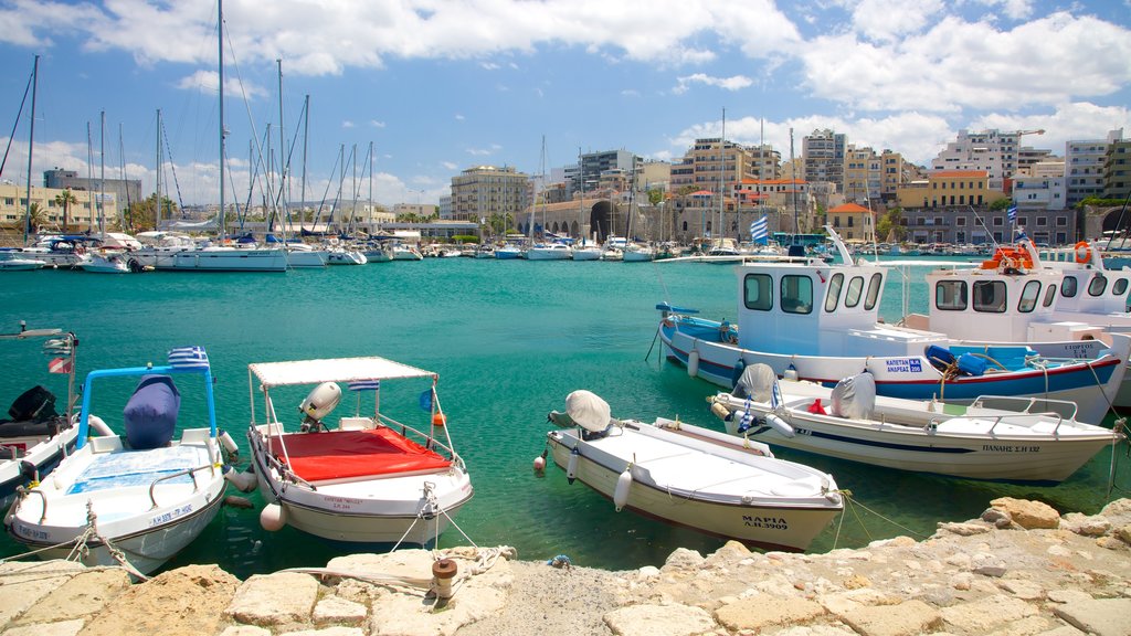 Heraklion Port showing a marina