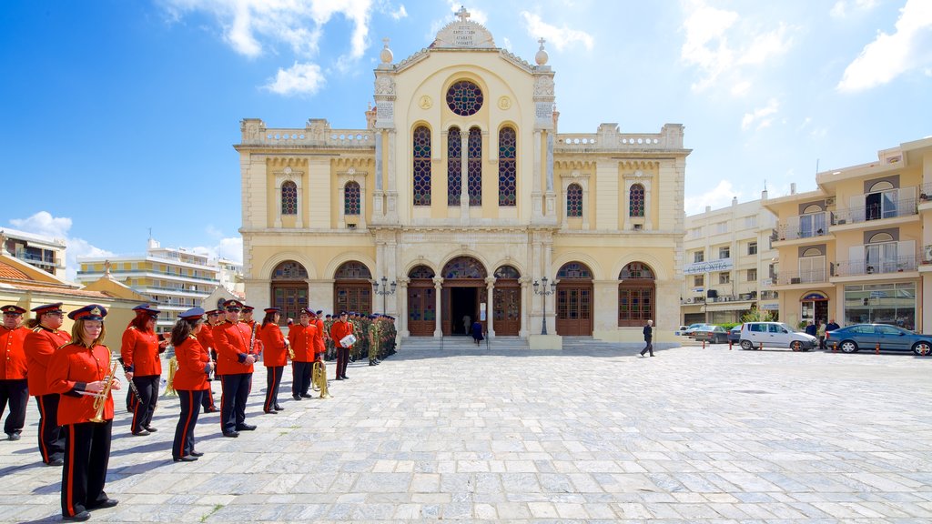 St. Minas Cathedral which includes a church or cathedral, religious aspects and a square or plaza