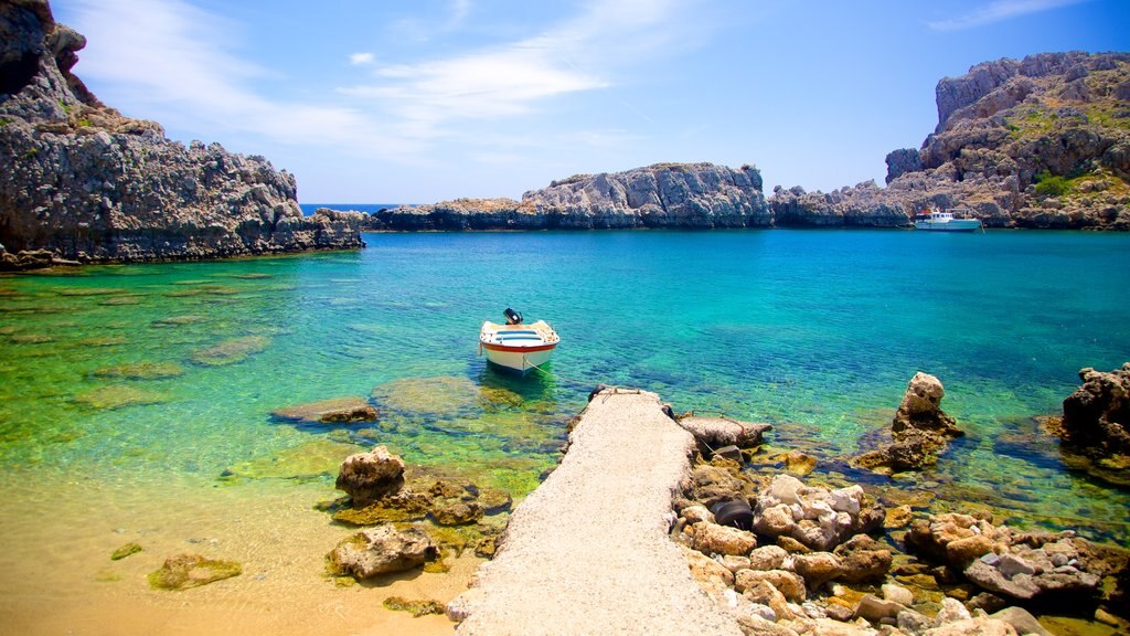 Rhodes Island featuring rocky coastline