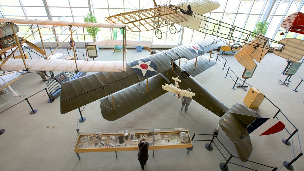 College Park Aviation Museum showing interior views, outdoor art and heritage architecture