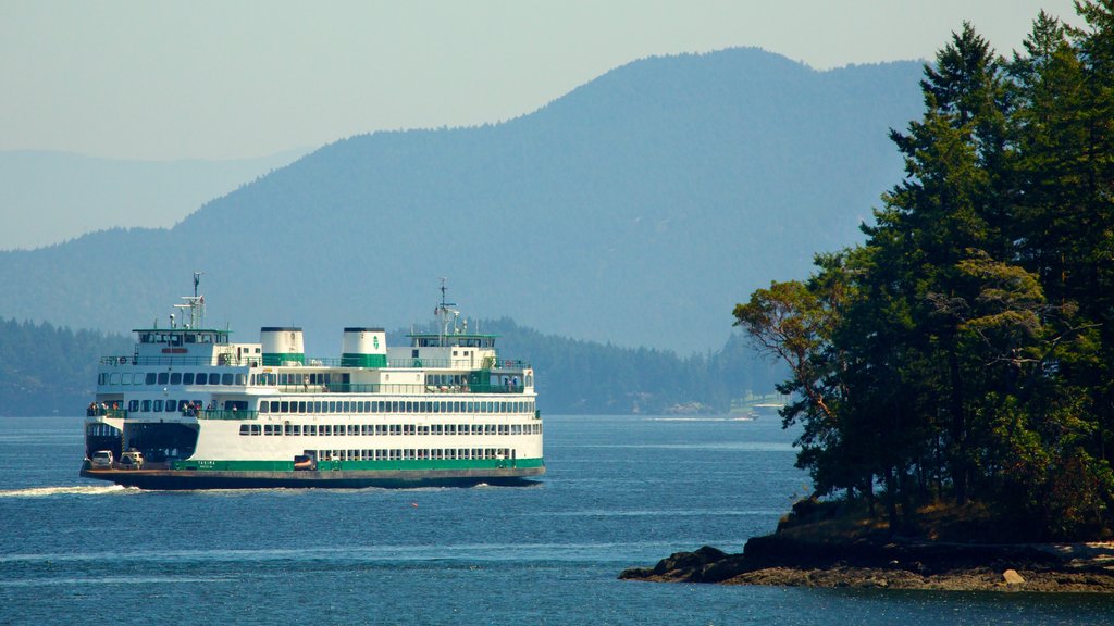 Washington que incluye un ferry y vistas generales de la costa