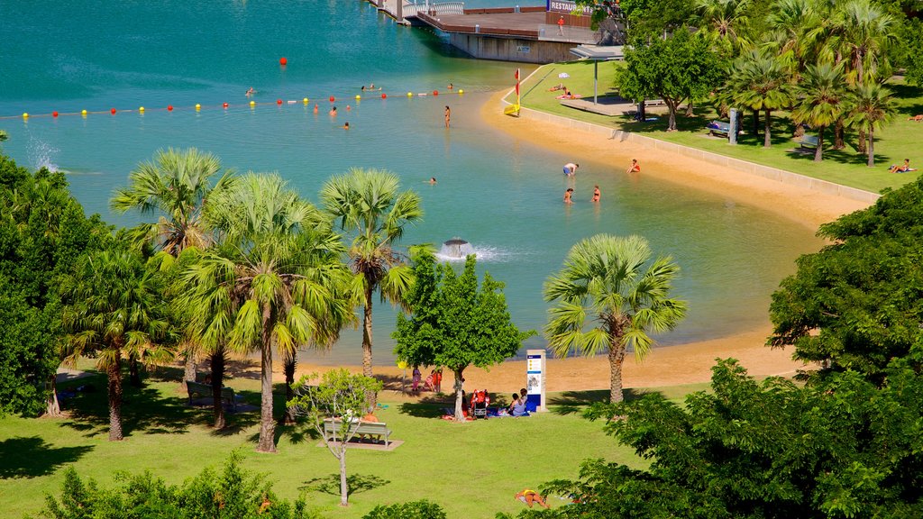 Darwin Waterfront mostrando um parque e uma praia de areia