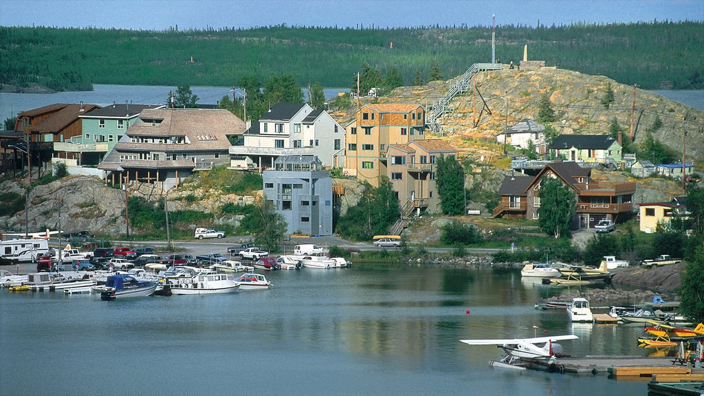 Northwest Territories featuring a coastal town and a bay or harbor