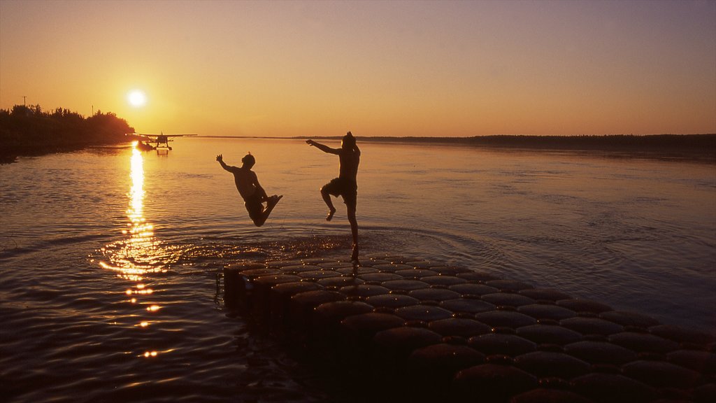 Northwest Territories showing a sunset and general coastal views