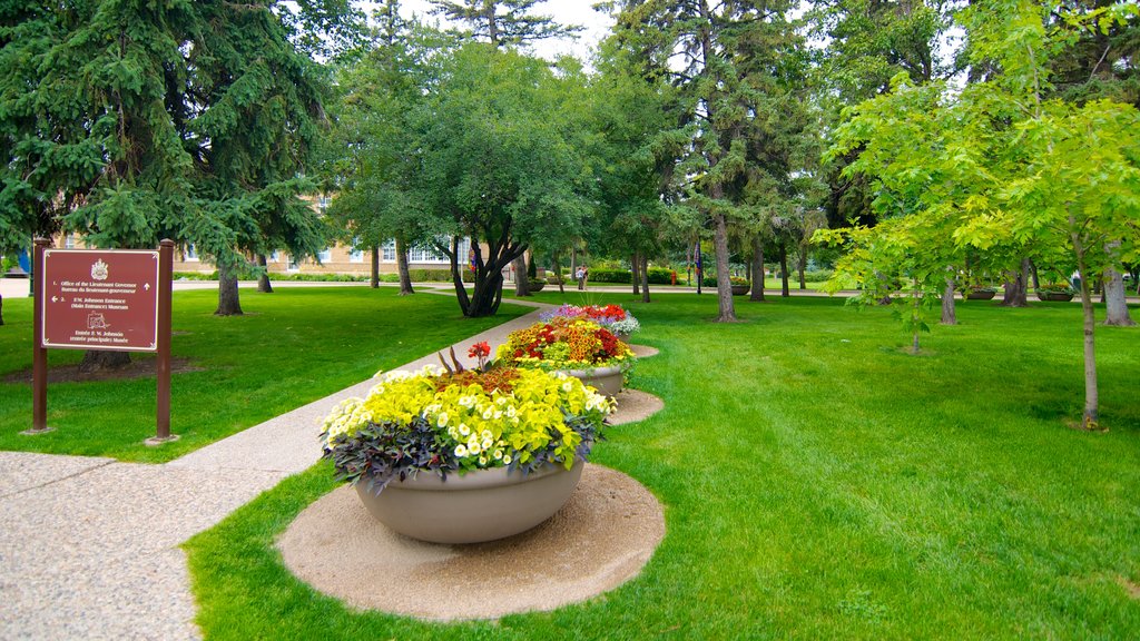 Casa de Gobierno que incluye un jardín y flores