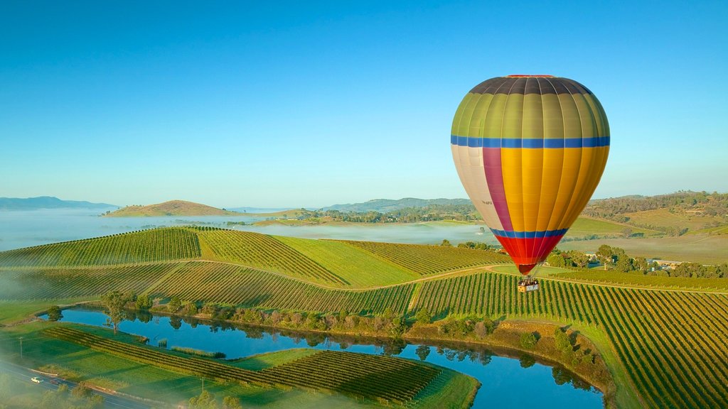 Yarra Valley showing farmland and ballooning