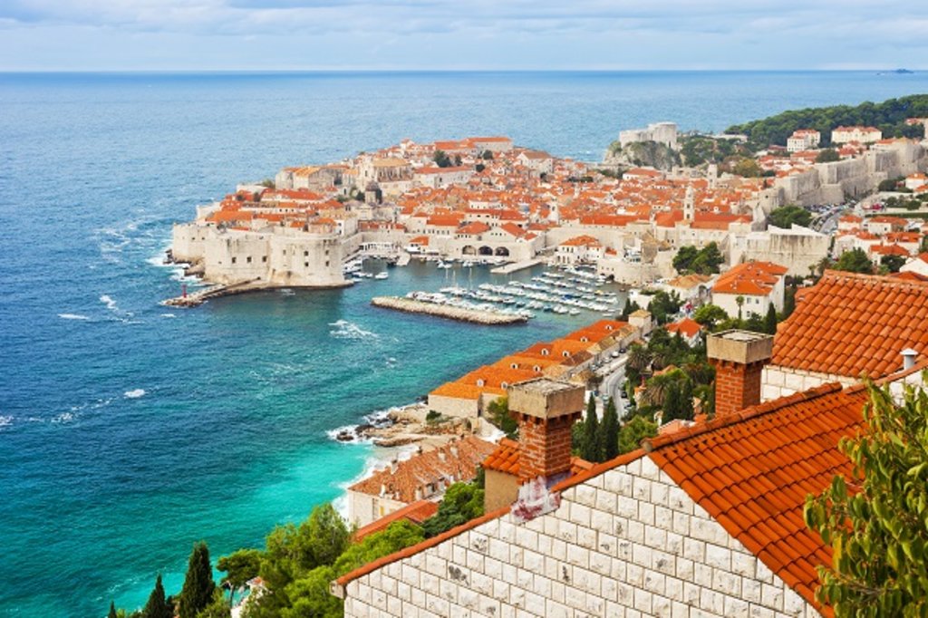 Sea view of traditional houses in Dubrovnik