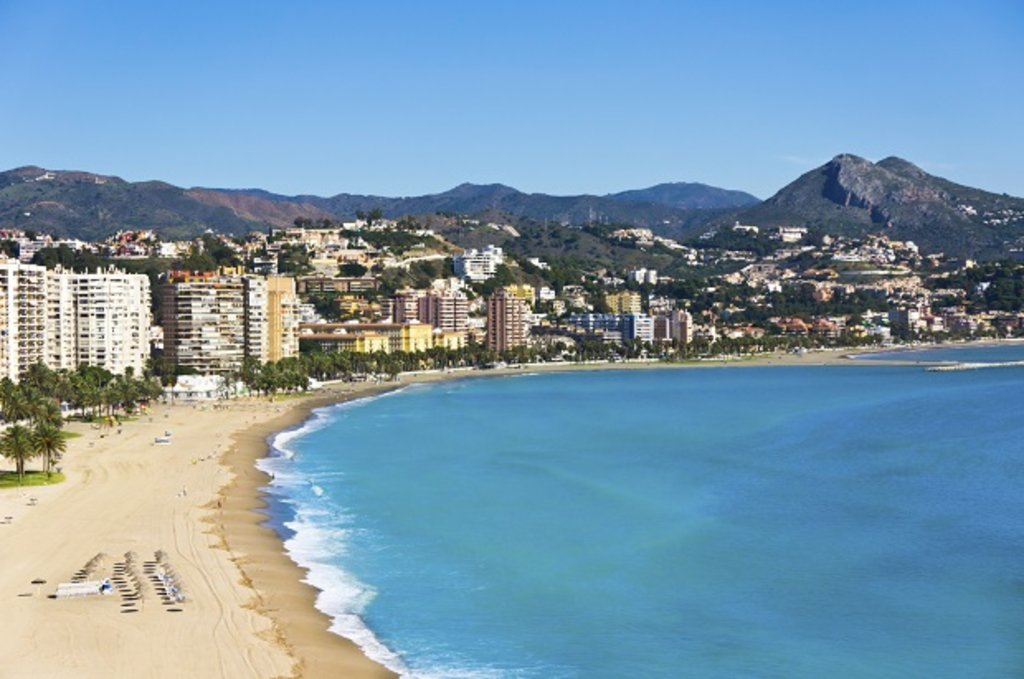 Beachside buildings in Malaga