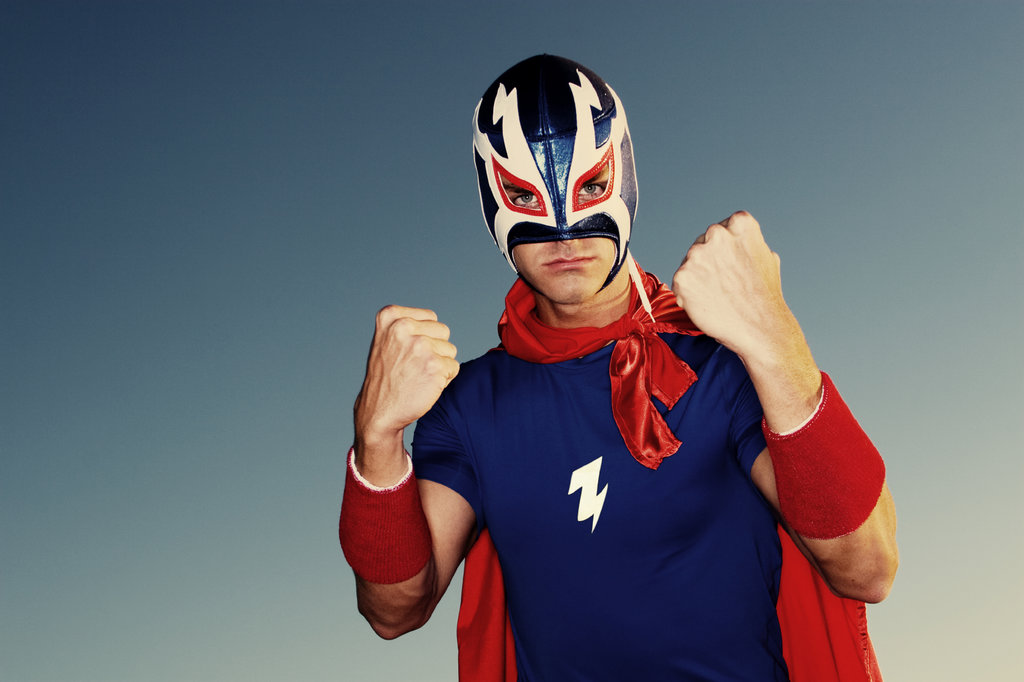 Man dressed as a wrestler 