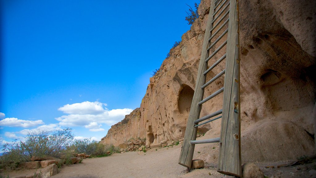 Puye Cliff Dwellings featuring landscape views