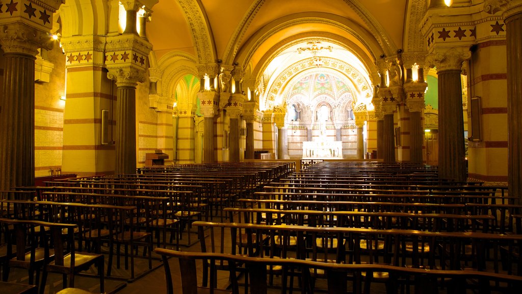 Notre Dame Basilica featuring interior views, religious elements and a church or cathedral