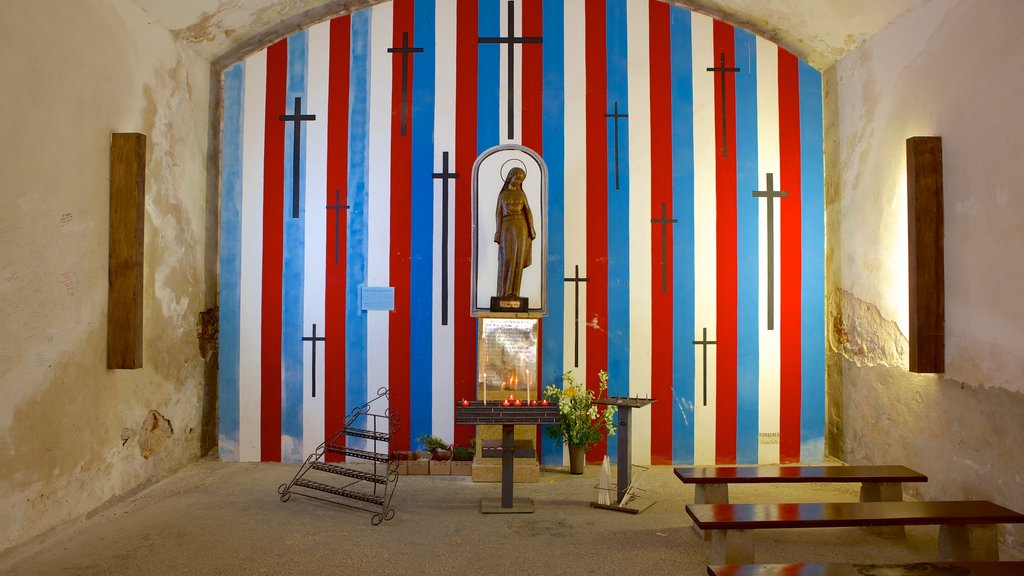 Mont Faron mostrando elementi religiosi, vista interna e chiesa o cattedrale