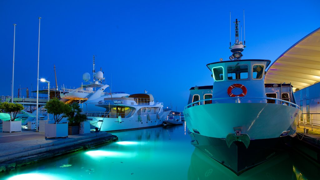 Port of Toulon showing night scenes, a marina and general coastal views