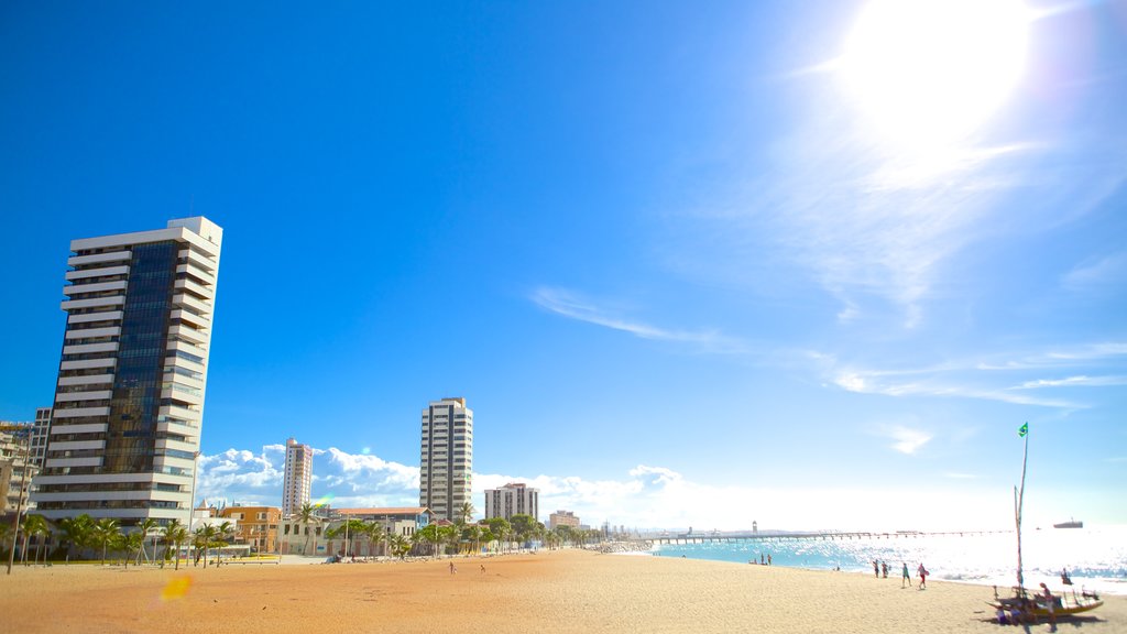 Fortaleza mostrando cenas tropicais, uma praia e cbd