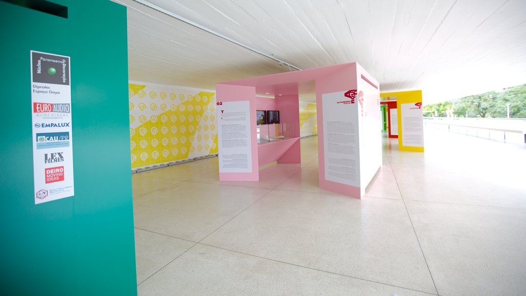 Oscar Niemeyer Museum showing interior views and signage