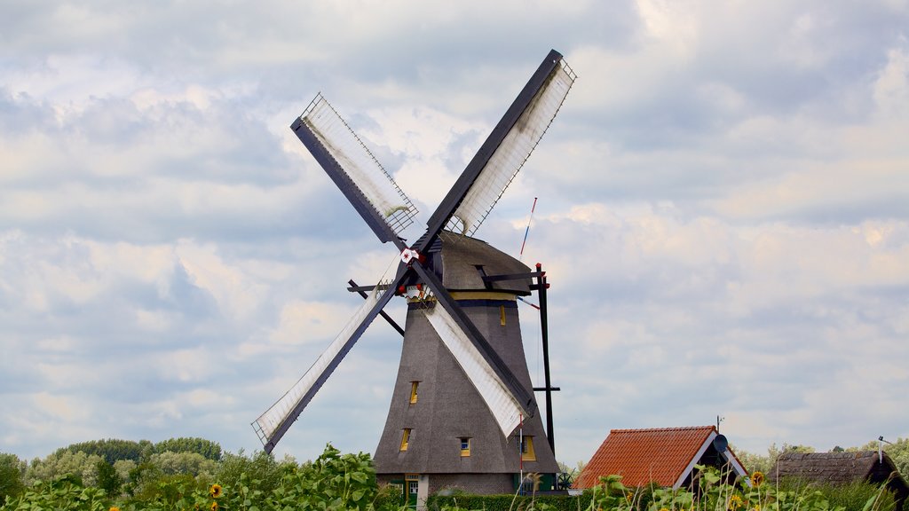 Kinderdijk mostrando um moinho de vento