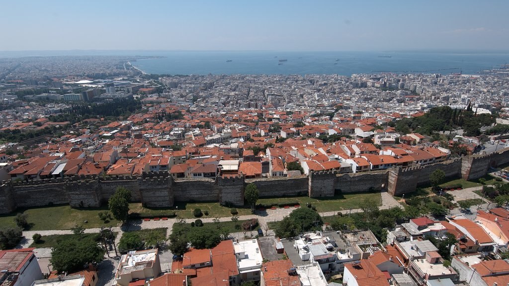 Byzantine Walls showing a coastal town