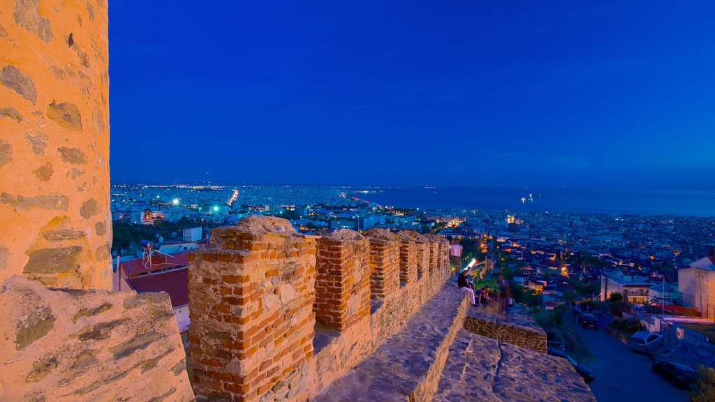 Byzantine Walls which includes a castle, night scenes and a city