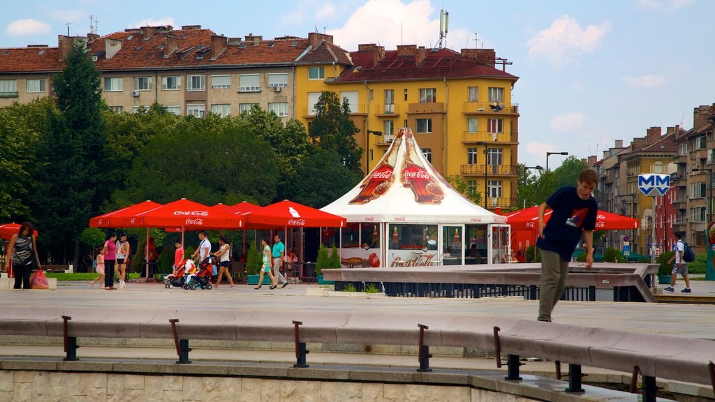 National Palace of Culture showing street scenes as well as an individual male