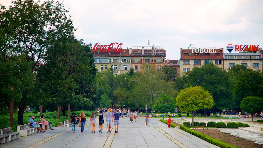 National Palace of Culture featuring street scenes as well as a large group of people