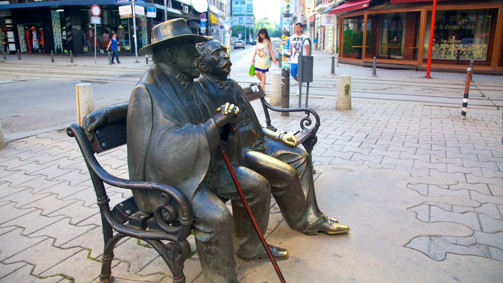 Slaveykov-pladsen som viser udendørs kunst og en statue eller en skulptur