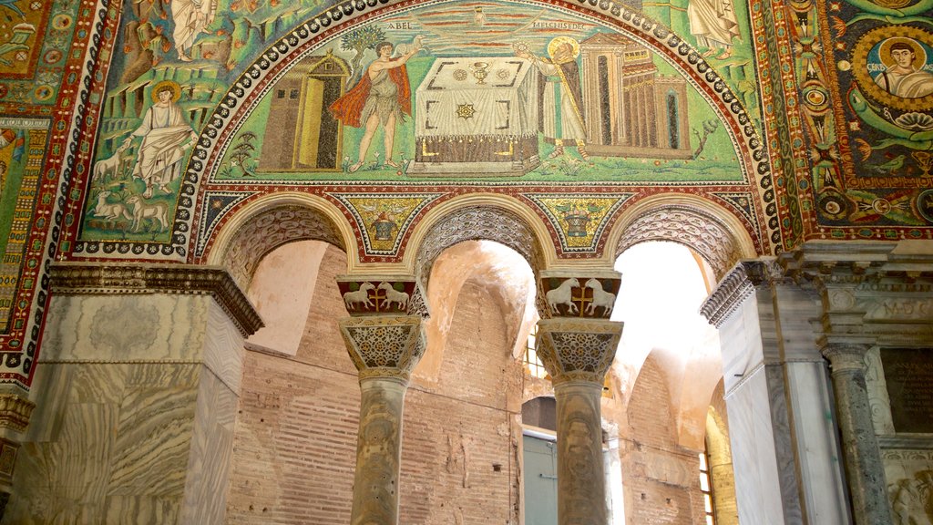 Basilica of San Vitale featuring religious elements, a church or cathedral and interior views