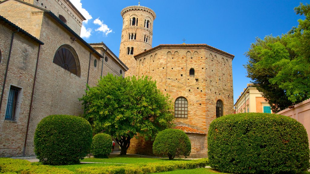 Baptistry of Neon featuring a church or cathedral, heritage elements and a garden