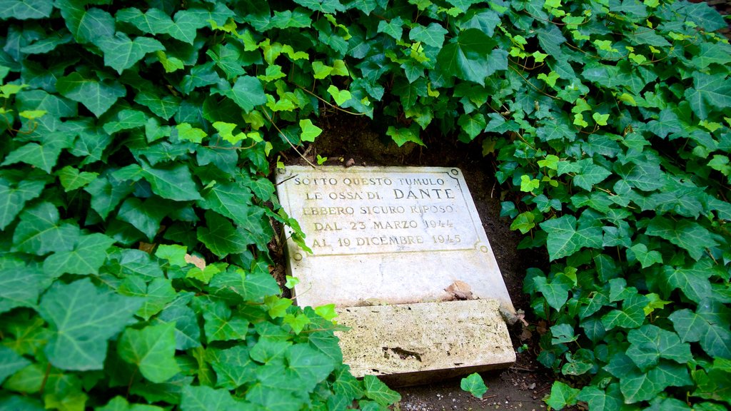 Dante Alighieri\'s Tomb showing signage and a memorial