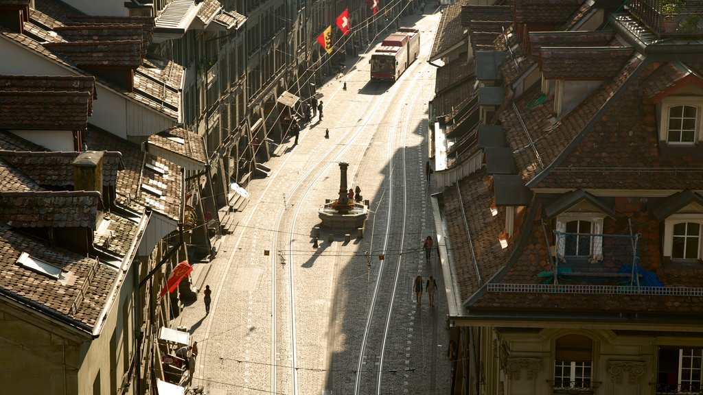 Zeitglockenturm mostrando uma cidade pequena ou vila, uma casa e arquitetura de patrimônio