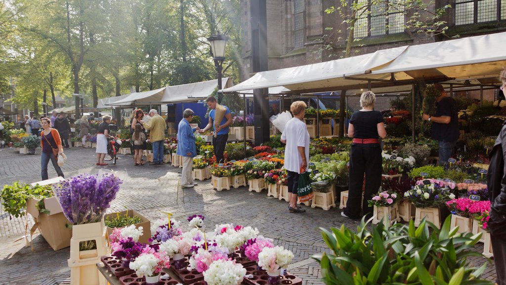 Utrecht mostrando mercados, cenas de rua e flores