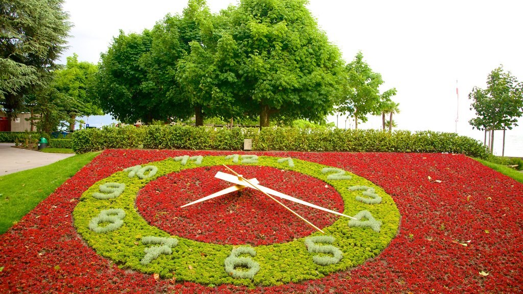 Lausana mostrando jardín, arte al aire libre y flores