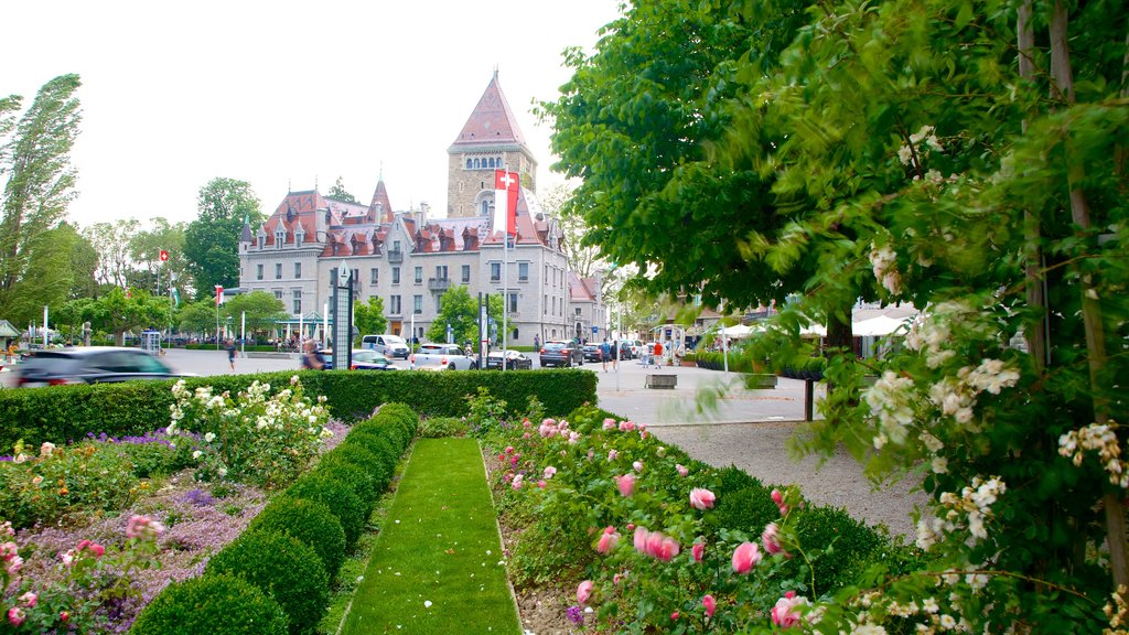 Lausanne showing a park and flowers