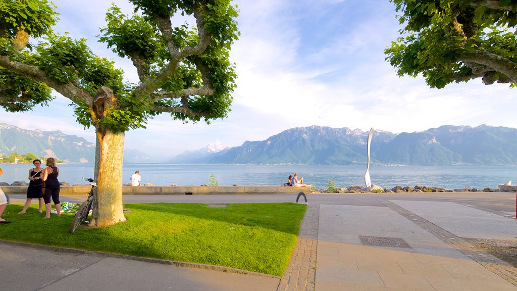 Vevey which includes a lake or waterhole