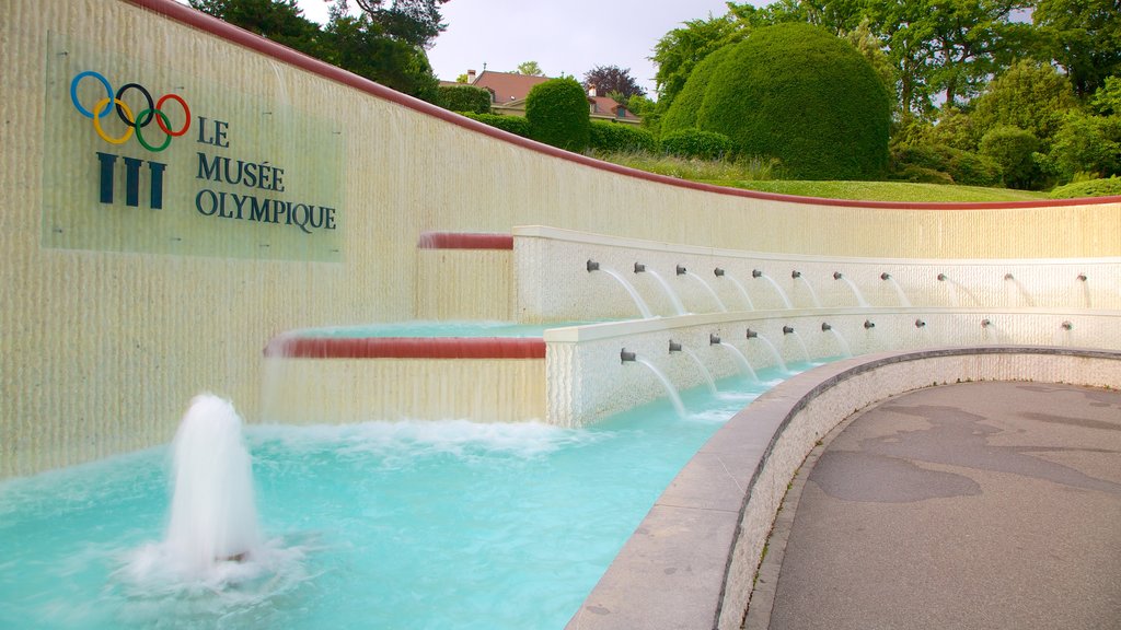 Olympic Museum showing a fountain