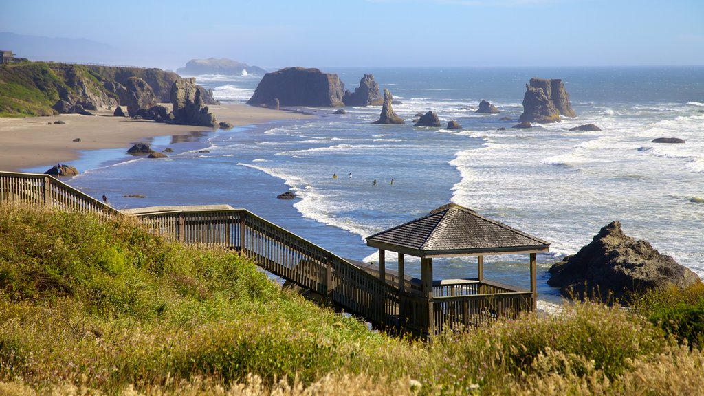 Bandon Beach which includes views, a sandy beach and general coastal views