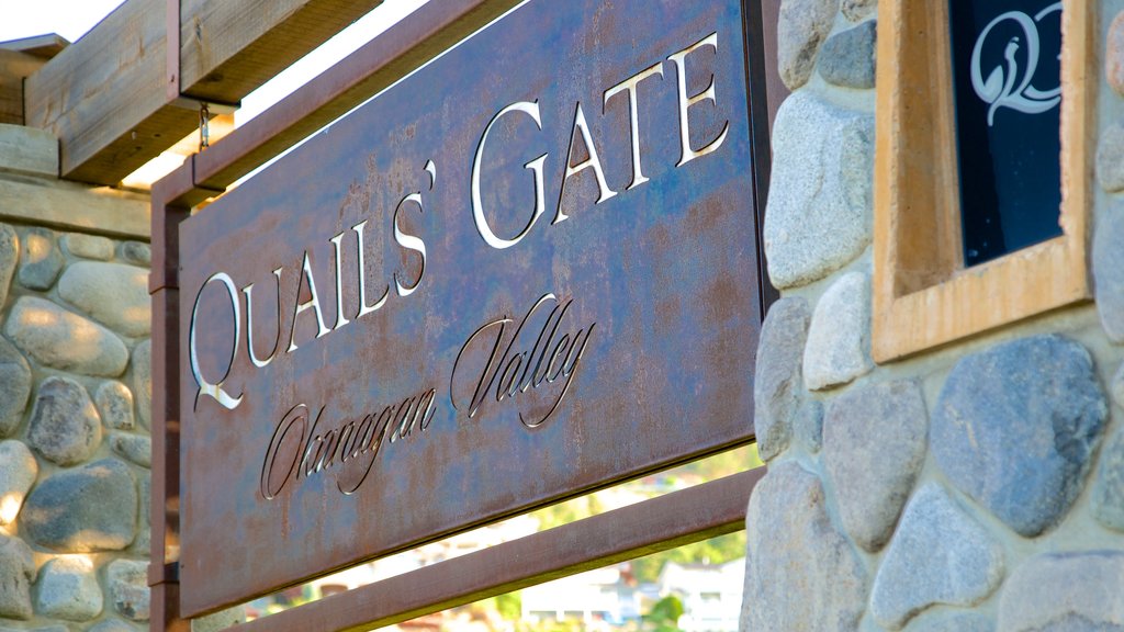 Quails\' Gate Estate Winery which includes signage