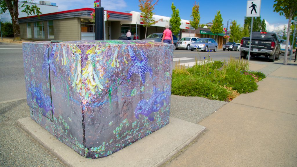 Parksville showing outdoor art and street scenes