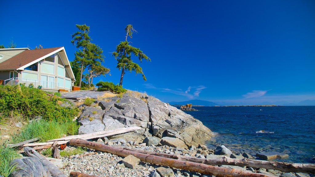 Nanoose Bay showing rocky coastline and a house