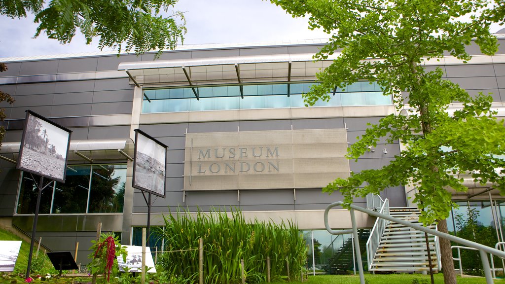 Museum London showing signage and modern architecture